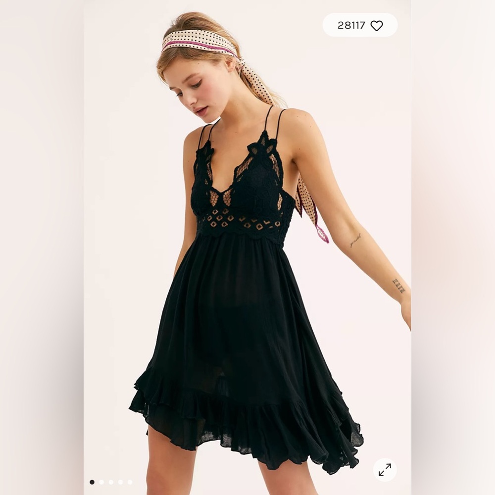 Free People Adela Slip Dress Black S